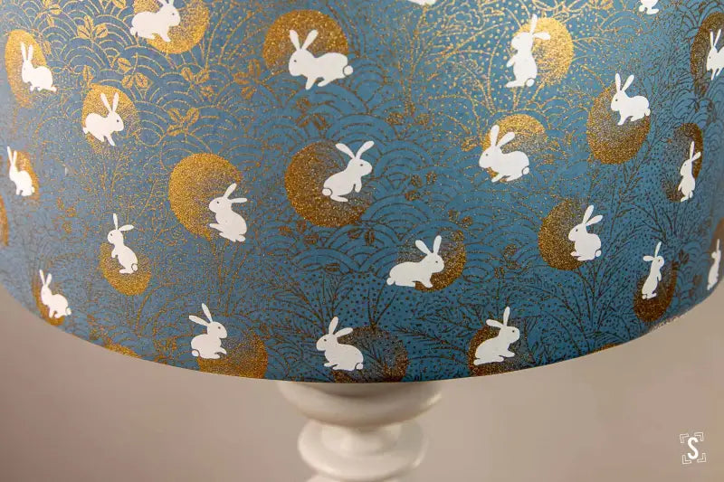 Lampshade - 30cm Drum - Autumn Moon Rabbit - Blue - Lampshade