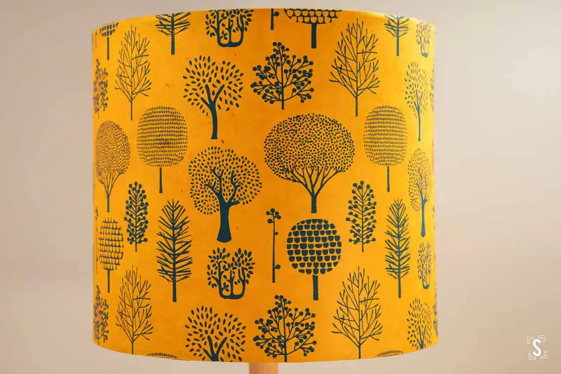 Lampshade - Drum - 20cm - Forest - Denim/Orange - Lampshade