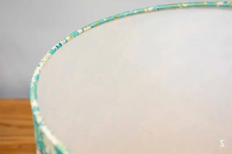 Lampshade - Drum - 30cm - Blue/Cream - Bamboo Fence and Maple - Lampshade