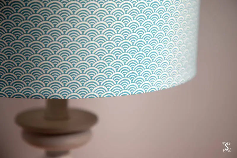 Lampshade - Drum - 30cm - Blue - Fish Skin - Lampshade
