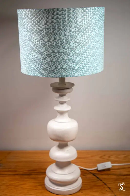 Lampshade - Drum - 30cm - Blue - Fish Skin - Lampshade