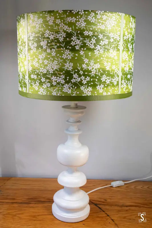 Lampshade - Drum - 40cm - Cherry Blossom - Green - Lampshade