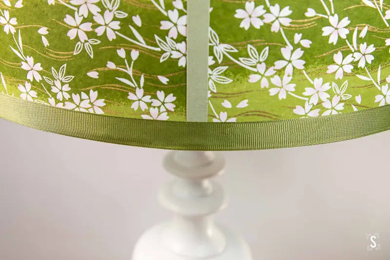 Lampshade - Drum - 40cm - Cherry Blossom - Green - Lampshade