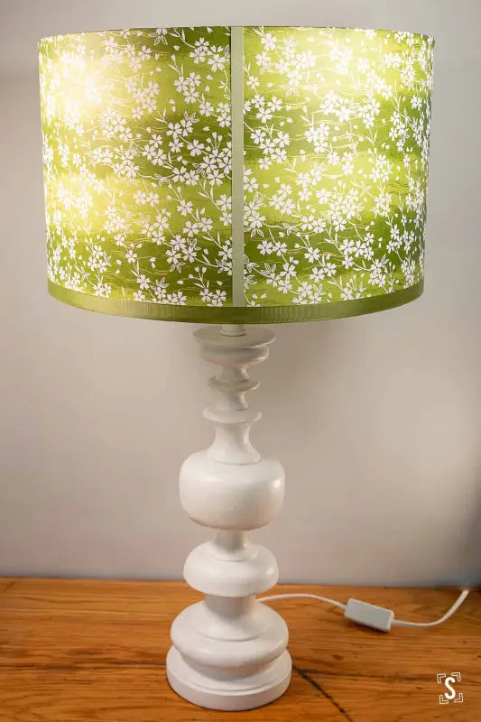 Lampshade - Drum - 40cm - Cherry Blossom - Green - Lampshade