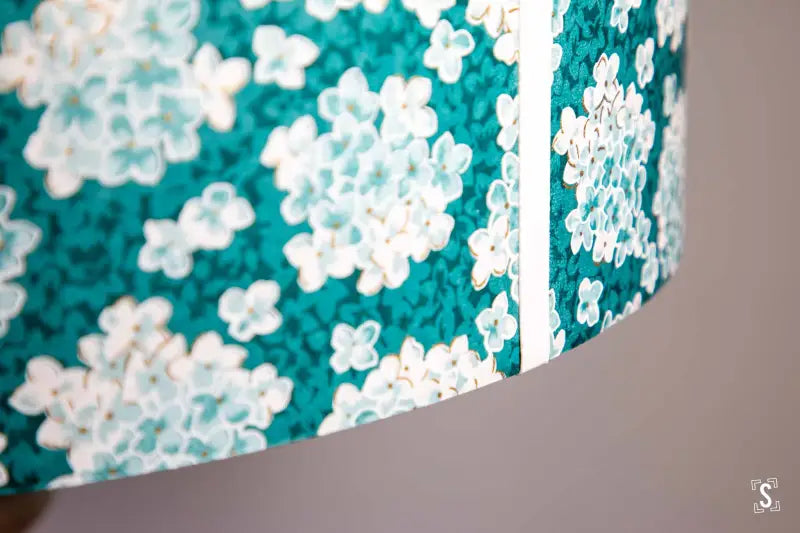 Lampshade - Drum - 40cm - Hydrangea - Blue - Lampshade