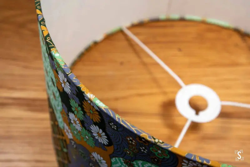 Lampshade - Drum - 40cm - Naka Flowers and Hexagons - Mint - Lampshade