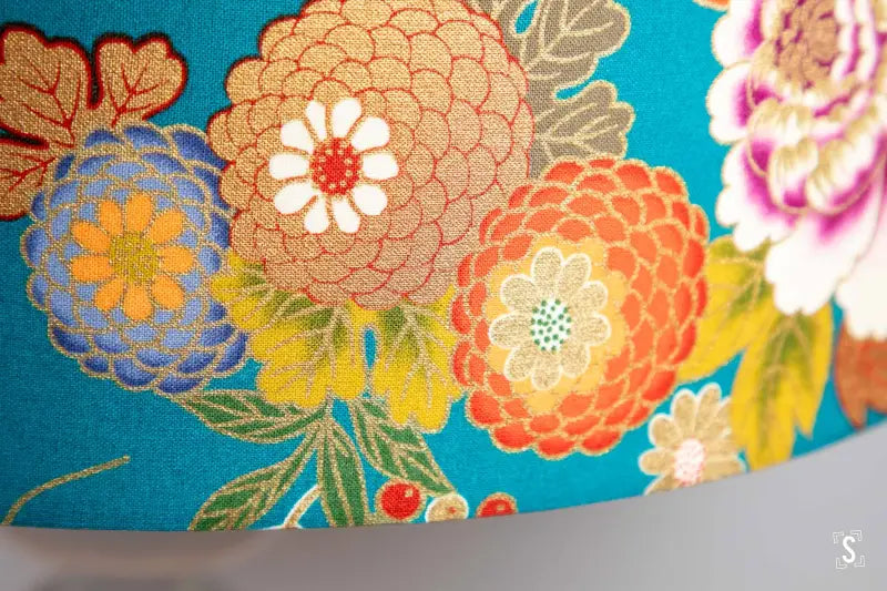 Lampshade - Drum - 40cm - Naka Flowers - Teal - Lampshade