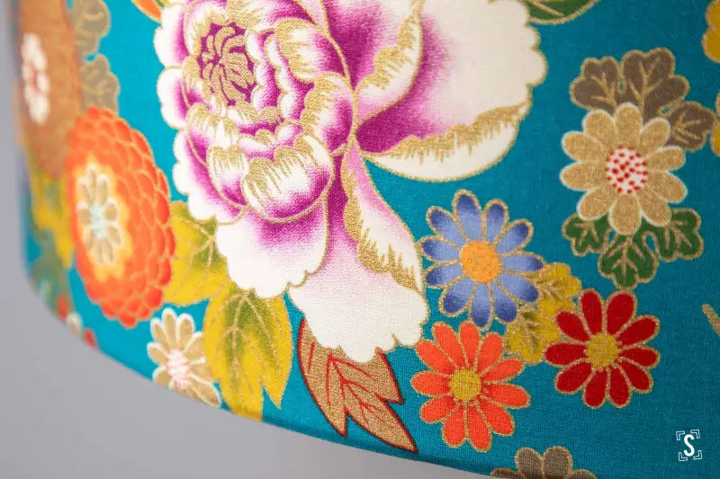 Lampshade - Drum - 40cm - Naka Flowers - Teal - Lampshade