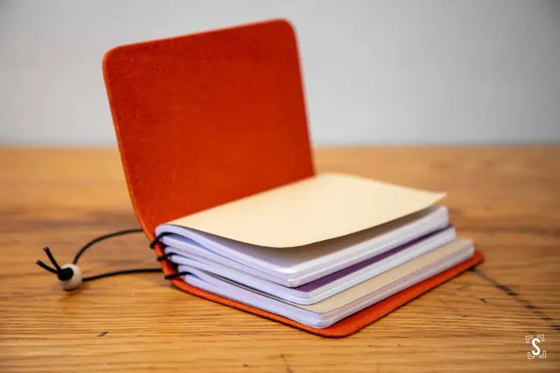Leather Notebook Cover Orange Leathercraft