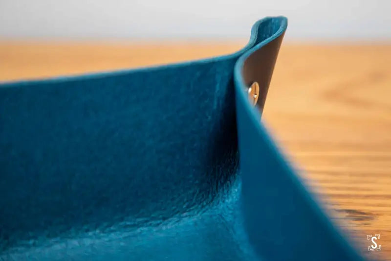 Origami - Leather Clutter Keeper - 16cm x 16cm - Blue - Leathercraft