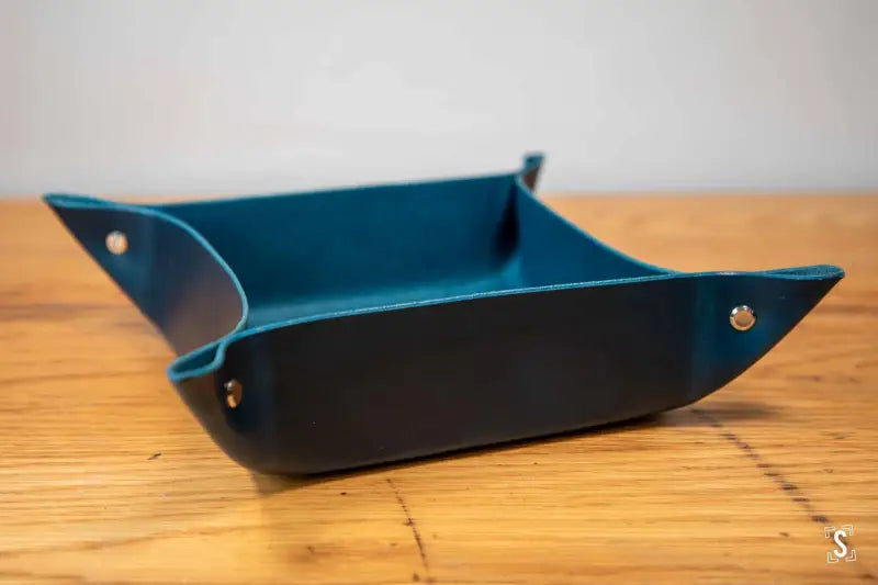 Origami - Leather Clutter Keeper - 16cm x 16cm - Blue - Leathercraft