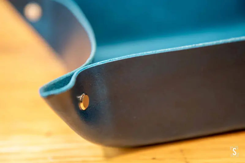 Origami - Leather Clutter Keeper - 16cm x 16cm - Blue - Leathercraft