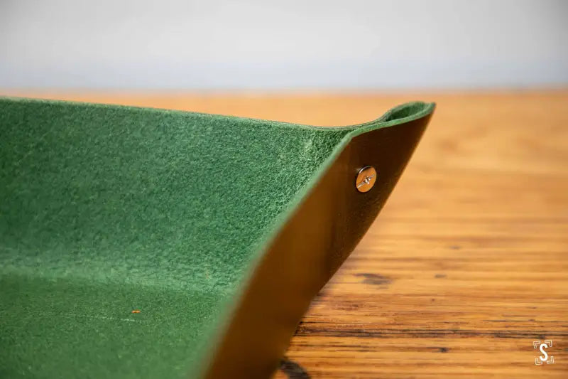 Origami - Leather Clutter Keeper - 16cm x 16cm - Olive - Leathercraft