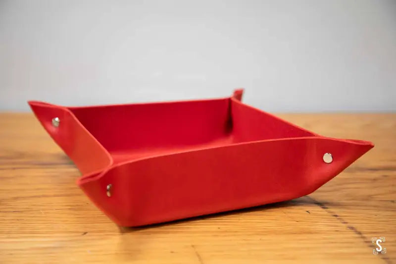 Origami - Leather Clutter Keeper - 16cm x 16cm - Red - Leathercraft