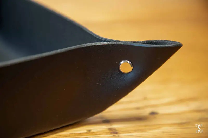 Origami Leather Clutter Keeper Box 16cm x 16cm Black Leathercraft