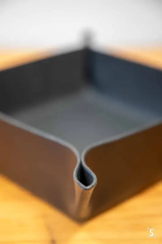 Origami Leather Clutter Keeper Box 16cm x 16cm Black Leathercraft