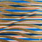 Abstract wavy stripes in gold, blue, white, and red on Japanese Chiyogami lampshade strip