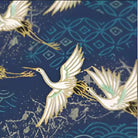 White cranes in flight on Japanese Chiyogami pattern, hand designed lampshade strip