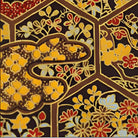 Intricate Japanese Chiyogami floral pattern with vibrant colors on dark background