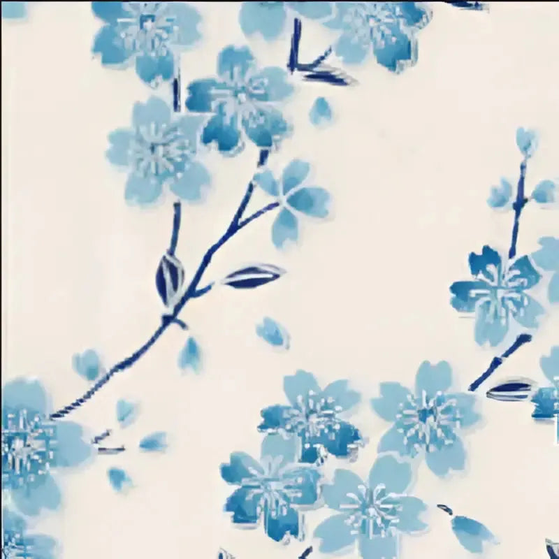 Delicate blue floral pattern on white, showcasing Japanese Chiyogami hand designed prints