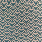 Repeating teal and beige semicircles in a Japanese Chiyogami hand-designed print