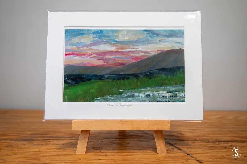 Pink Sky Landscape - Mounted Print - Art Prints