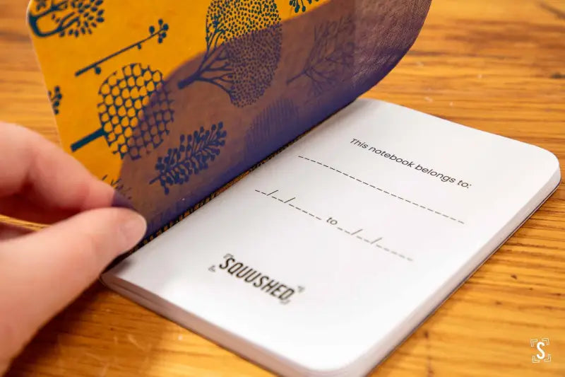 Pocket Notebook - Leaves Blue/Brown - Forest Navy/Yellow - A6 - Notebook