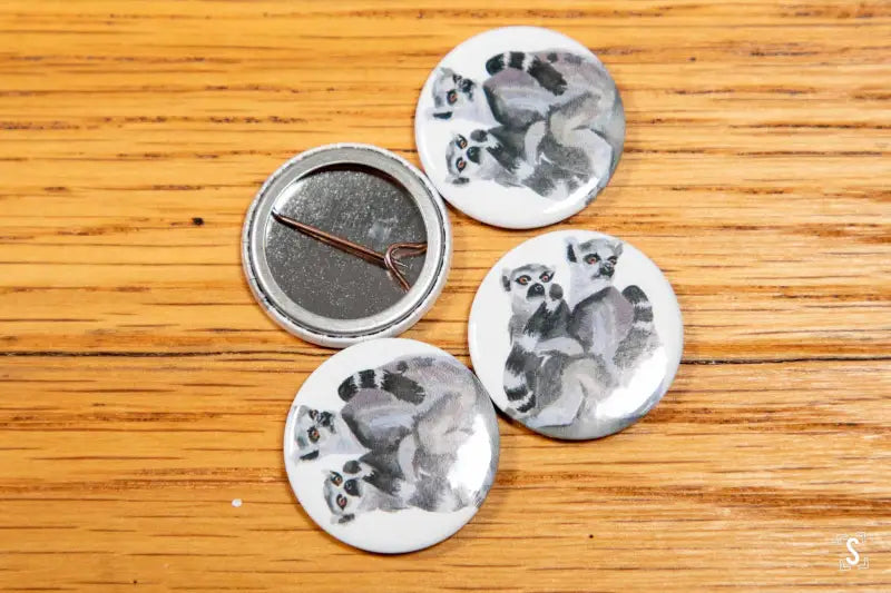 Ring-Tailed Lemurs Badge - White - 25mm - Badge