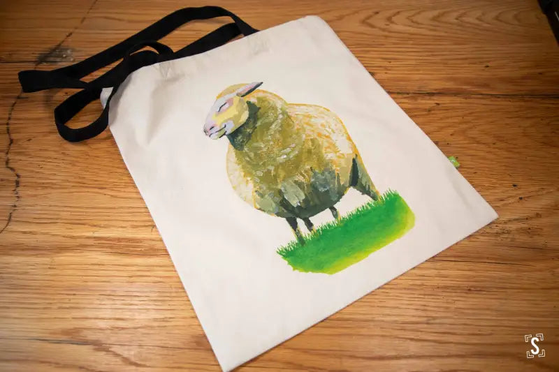 Sheep - Tote Bag - Organic Cotton - Black Handles - 38cm x 42cm - Bag