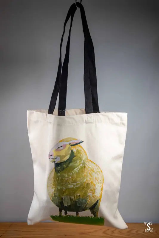 Sheep - Tote Bag - Organic Cotton - Black Handles - 38cm x 42cm - Bag