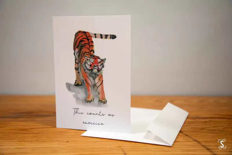 Tiger - A5 - This Counts as Exercise - Greetings Cards
