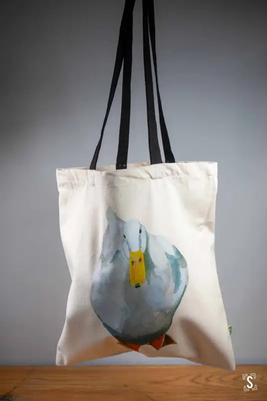 White Duck - Tote Bag - Organic Cotton - Black Handles - 38cm x 42cm - Bag