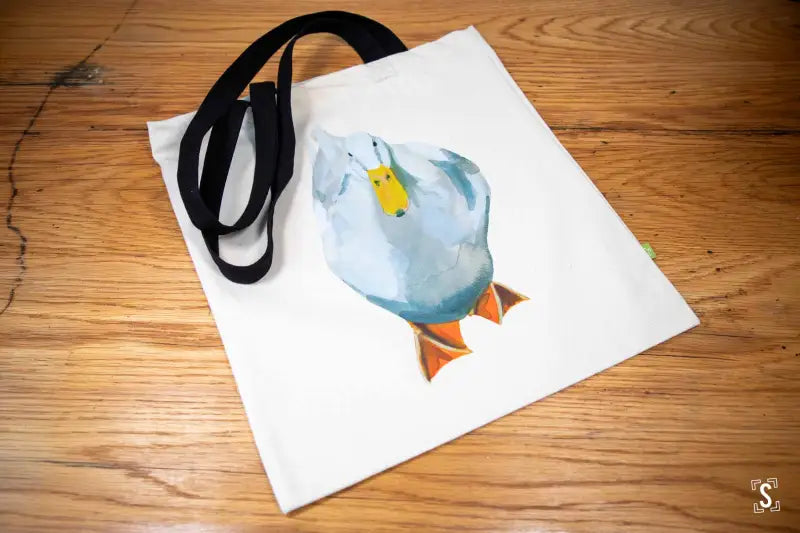 White Duck - Tote Bag - Organic Cotton - Black Handles - 38cm x 42cm - Bag