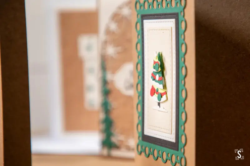 Close up of a handmade Christmas card