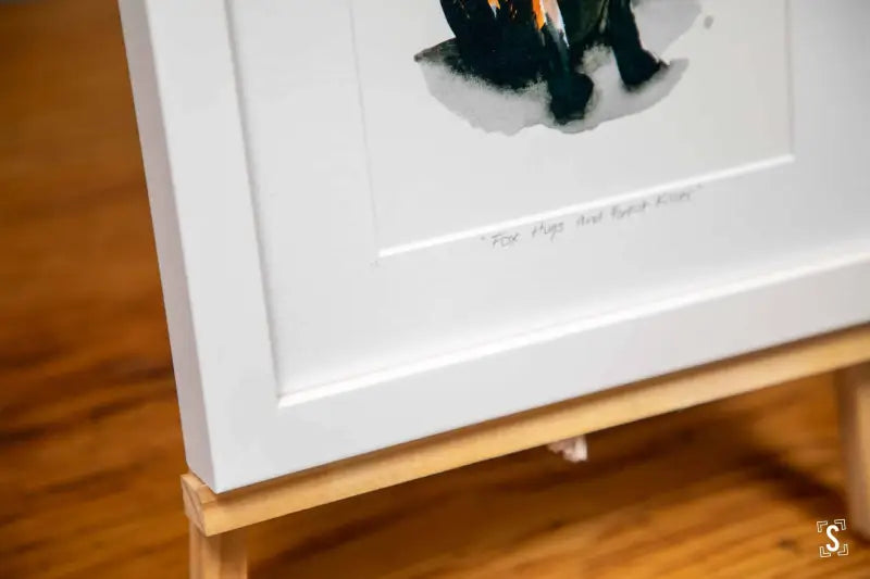 Landscape painting featuring rolling hills and a colorful sky at sunset.