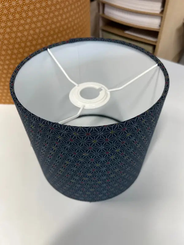 Drum Lampshade - 20cm - Geometric Star - Navy - SQUUSHED