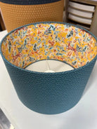 Double-Sided Drum Lampshade - 30cm - Waves/Into The Wild - Navy/Yellow - SQUUSHED