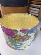 Double-Sided Drum Lampshade - 30cm - Naka Blossoms/Dainty Flowers - Yellow/Pink/Gold - SQUUSHED