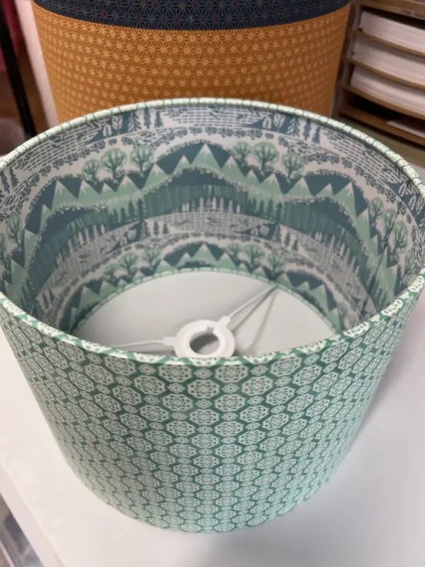 Double-Sided Drum Lampshade - 30cm - Ruru For You/Step Into Spring - Mint - SQUUSHED