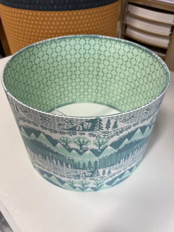 Double-Sided Drum Lampshade - 30cm - Step Into Spring/Ruru For You - Mint - SQUUSHED
