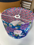 Double-Sided Drum Lampshade - 30cm - Naka Blossoms/Sakura - Blue/White/Pink - SQUUSHED