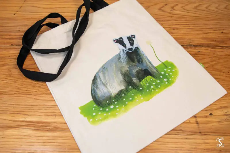 Badger - Tote Bag - Organic Cotton - Black Handles - 38cm x 42cm - Bag