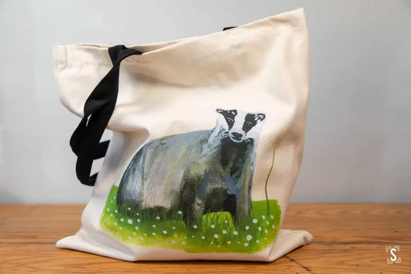 Badger - Tote Bag - Organic Cotton - Black Handles - 38cm x 42cm - Bag