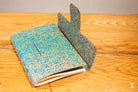 Ornate turquoise and gold patterned journal from Bookbinding Workshop Chain Stitch