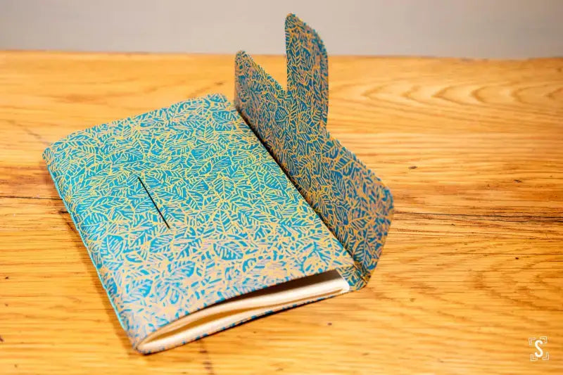 Ornate turquoise and gold patterned journal from Bookbinding Workshop Chain Stitch