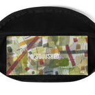 Fanny pack with black mask and green abstract design