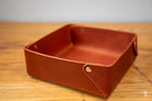 Cantilever - Leather Clutter Keeper - 16cm x 16cm - Cognac - Leathercraft