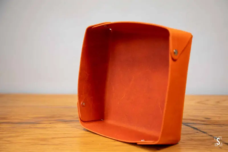 Cantilever - Leather Clutter Keeper - 16cm x 16cm - Orange - Leathercraft