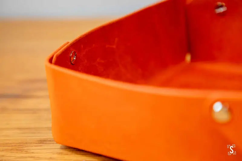 Cantilever - Leather Clutter Keeper - 16cm x 16cm - Orange - Leathercraft