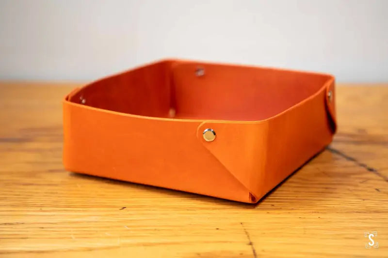 Cantilever - Leather Clutter Keeper - 16cm x 16cm - Orange - Leathercraft